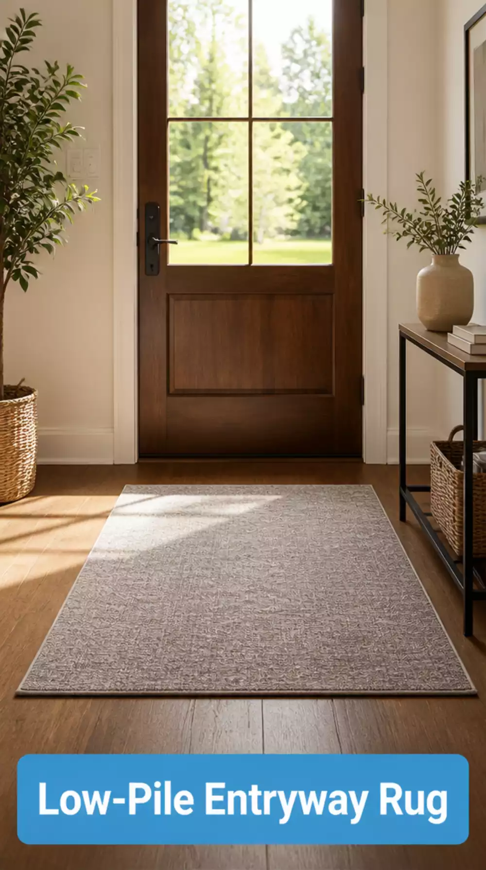 Entryway Low-Pile Rug That Sits Flat and Does Not Curl at the Door