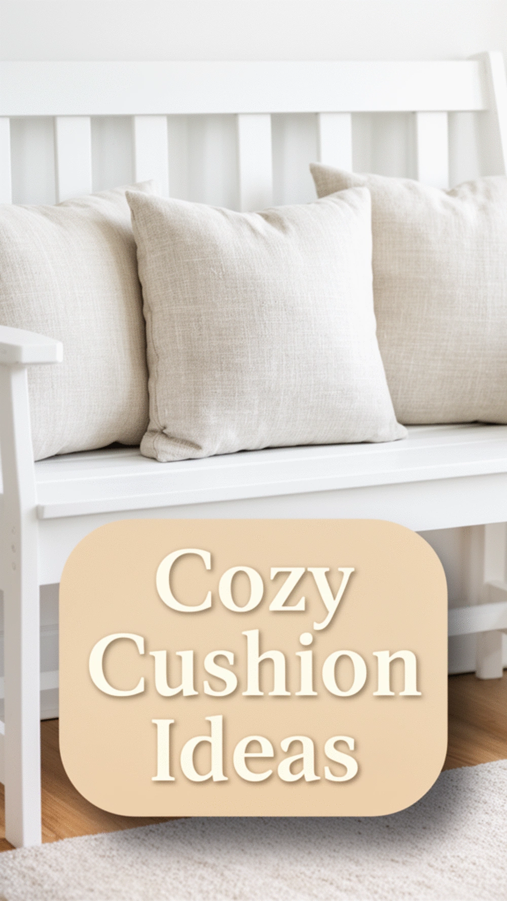 Entryway Linen Textured Cushion on a White-Painted Wooden Bench Seat