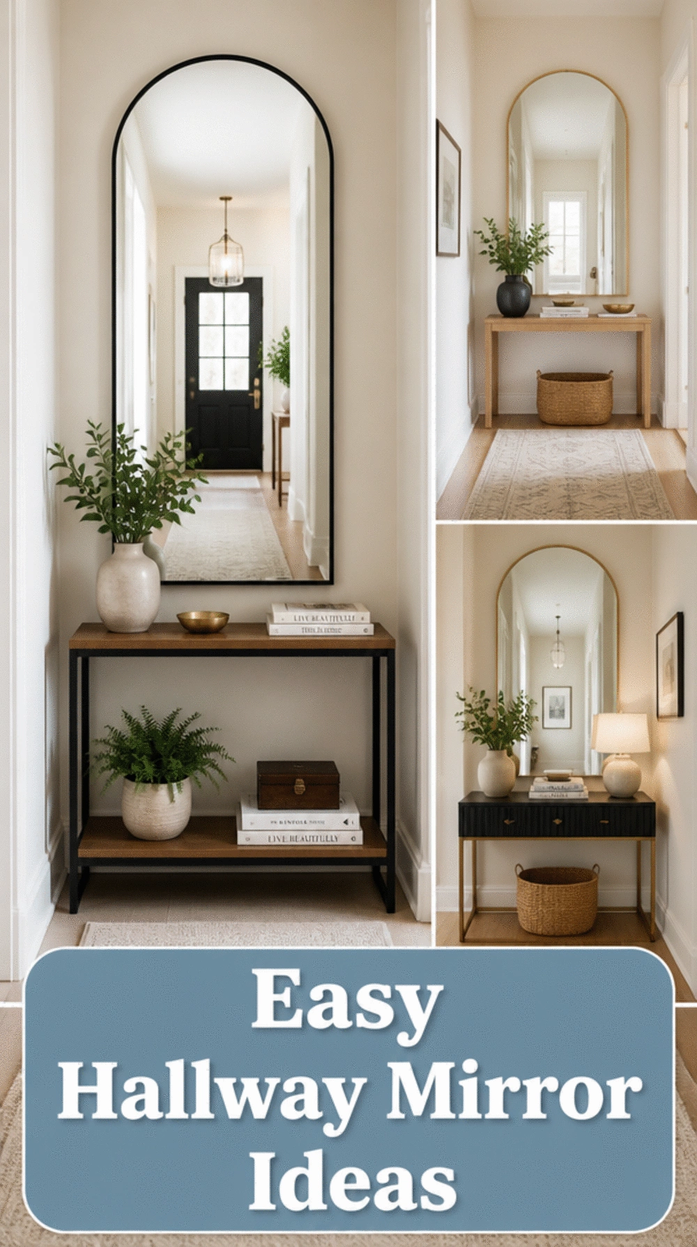 Large Entryway Arch Mirror That Makes a Narrow Hallway Feel Taller
