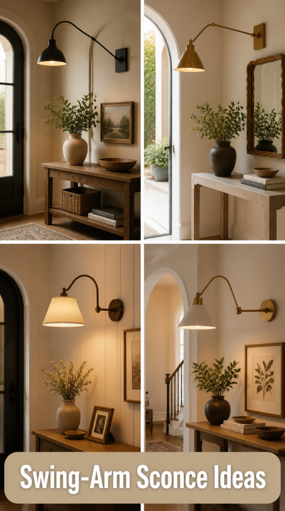 Entryway Arched Swing-Arm Wall Sconce That Directs Light Where It Is Needed