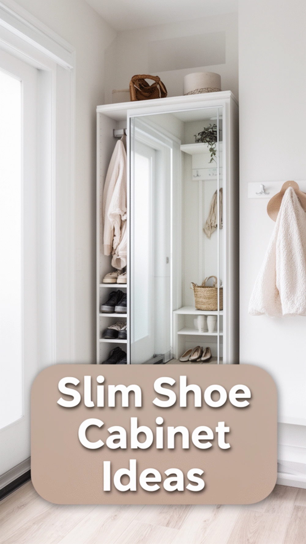 Mudroom Slim Shoe Cabinet That Slides into a Tight Entry Corner
