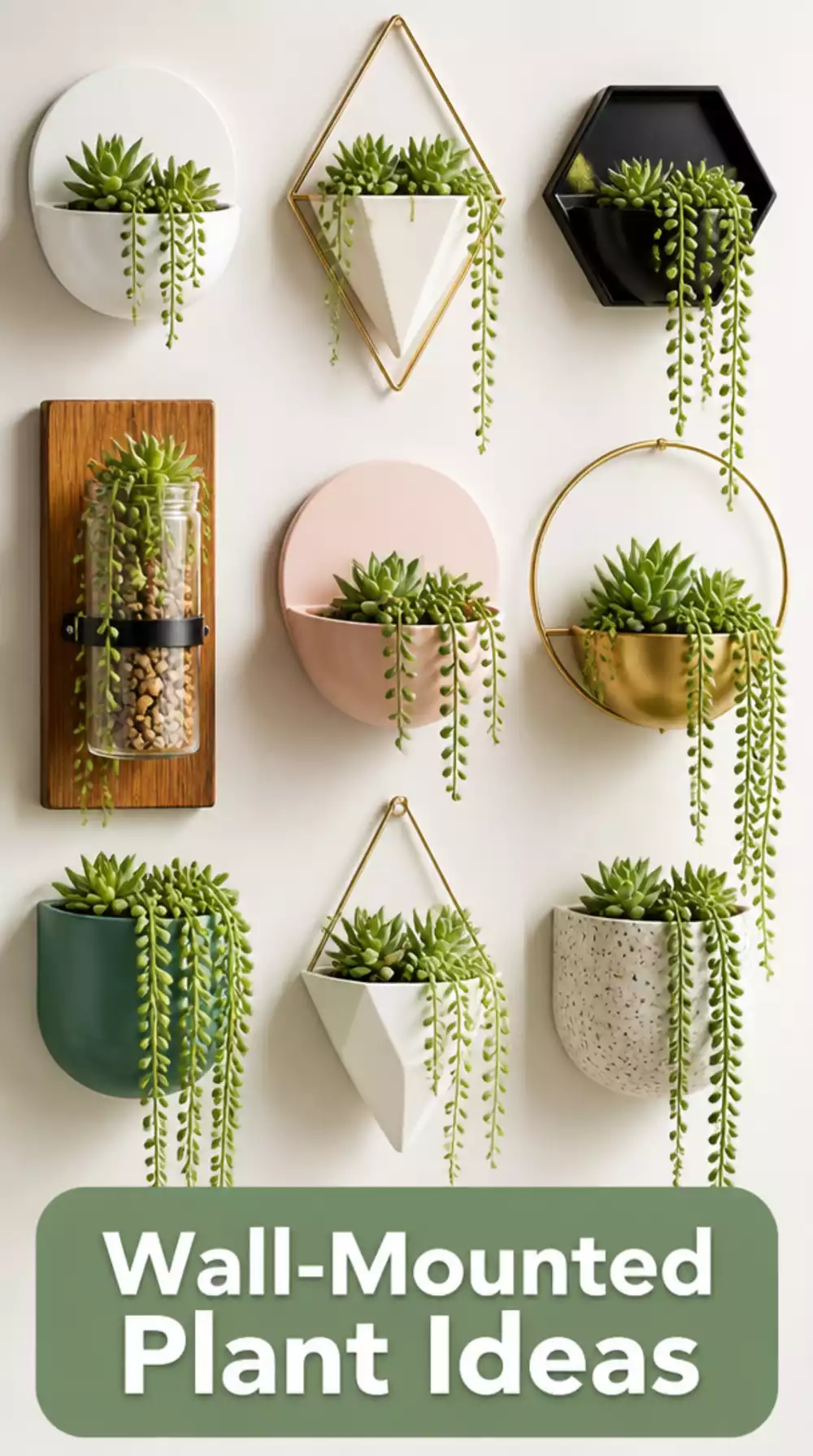 Entryway Wall-Mounted Plant Holder with a Small Trailing Succulent