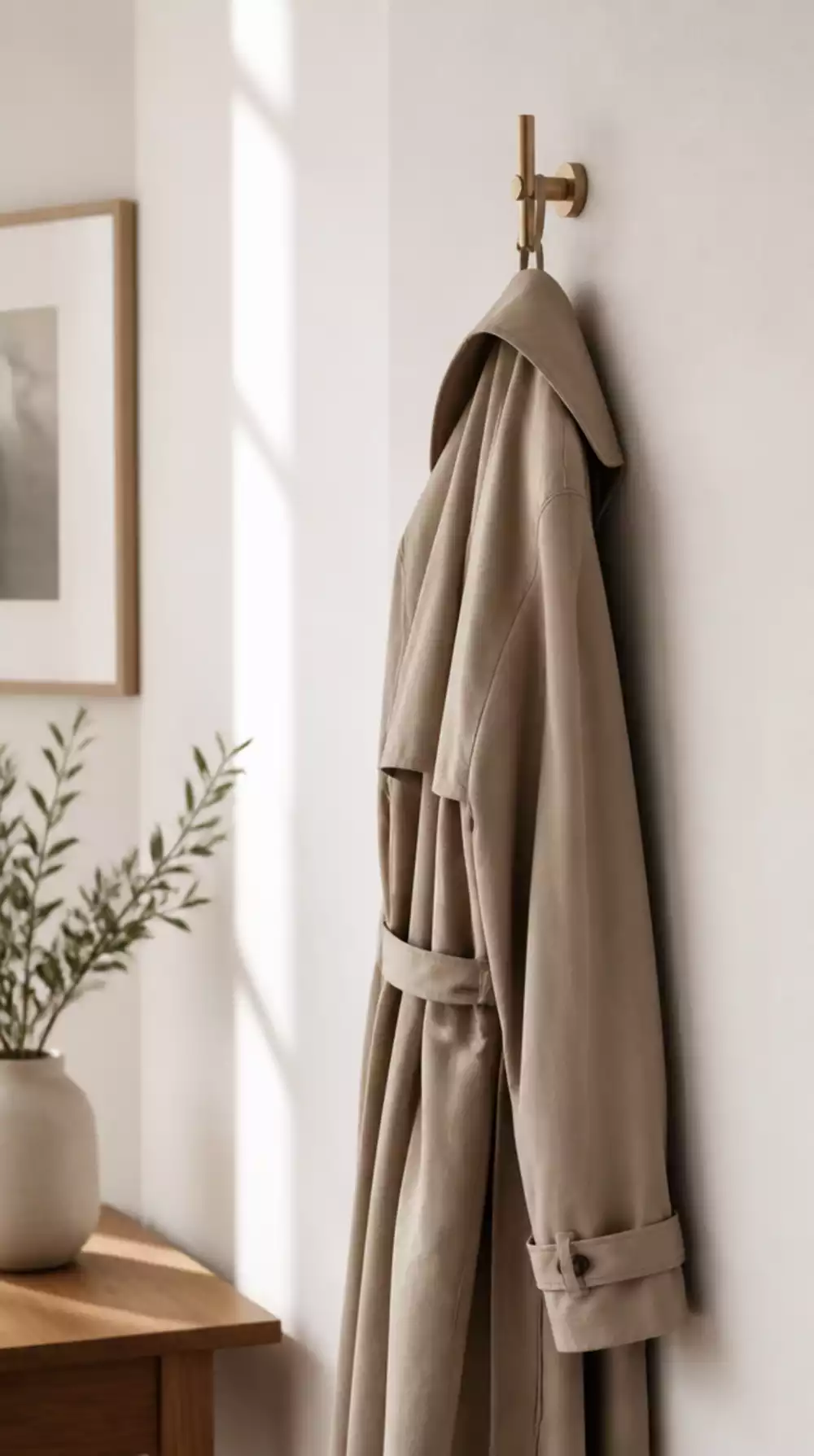 Entryway Single Linen Hook That Holds One Coat Without Cluttering the Wall