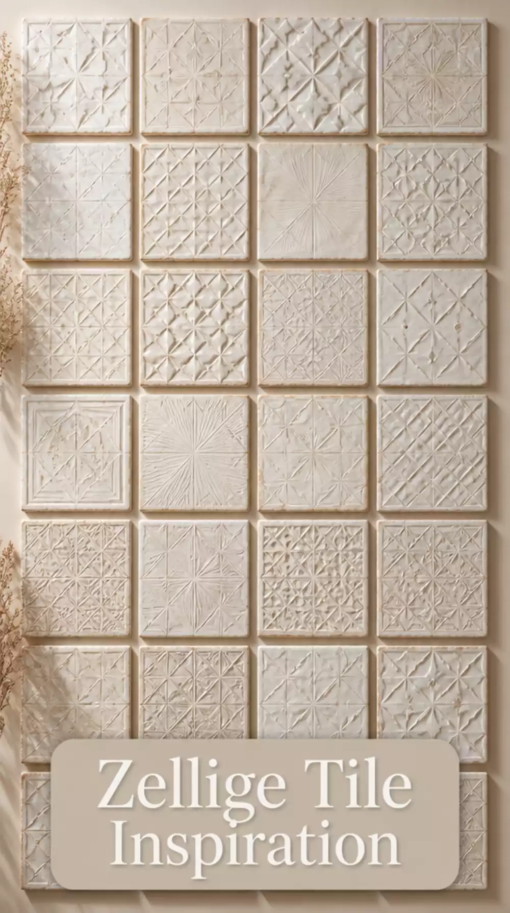 Entryway Zellige-Style Handmade Tile in an Irregular Off-White Finish