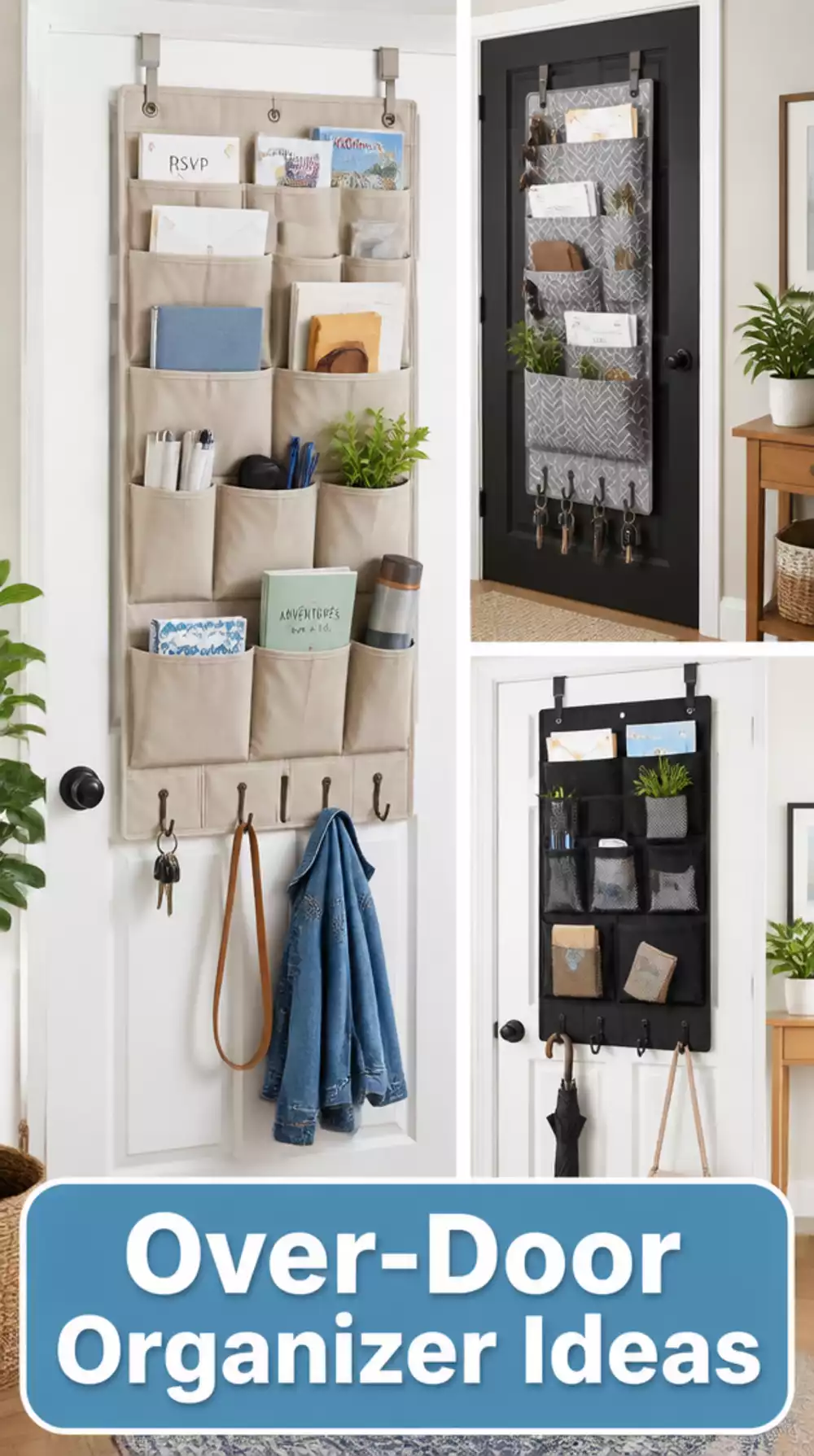 Apartment Entryway Over-Door Organiser with Pockets for Mail and Everyday Items