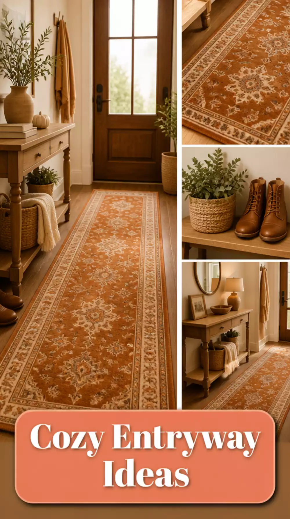 Entryway Burnt Orange Cotton Runner Rug That Grounds a Natural Palette
