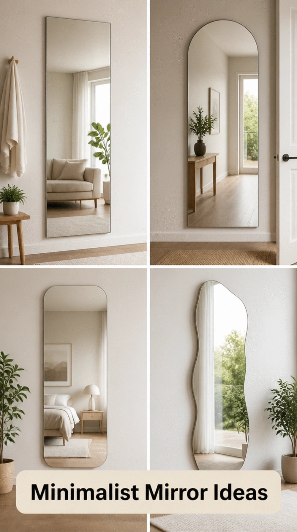 Entryway Wall-Mounted Full-Length Mirror with No Frame for a Minimal Look